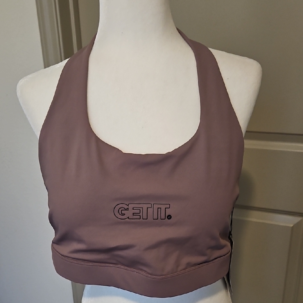Ralph Lauren Double RL Brown Sports Bra Racerback